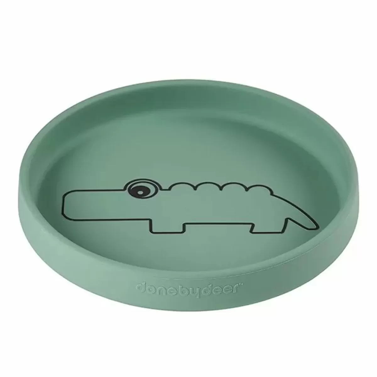 Kinderbordjes-Done by Deer Antislip Siliconen Bord Rond Croco Groen