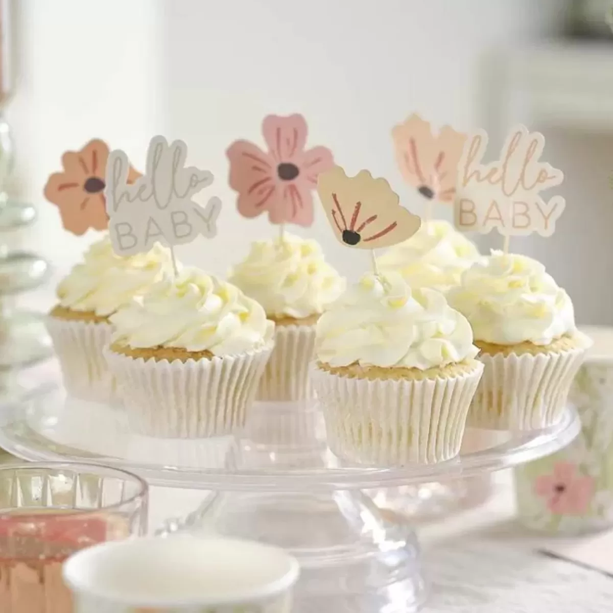 Floral Baby-Ginger Ray Babyshower Cupcake Prikkers | - Bloemig & Zoet