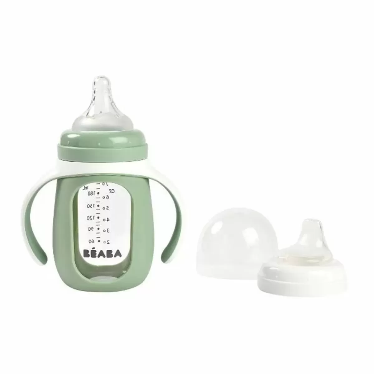 Drinkbekers-Beaba 2-In-1 Glazen Meegroeifles Groen 210Ml