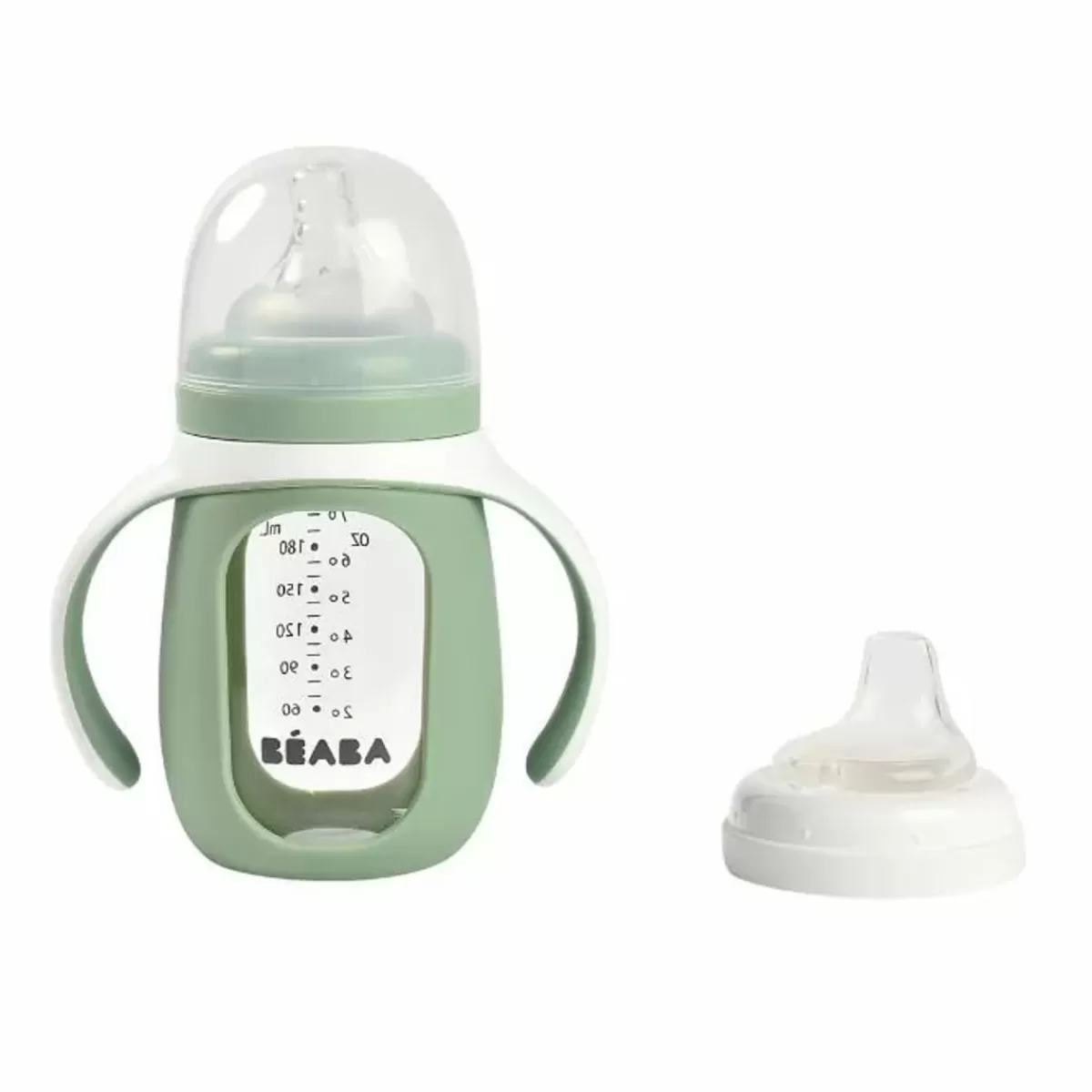 Drinkbekers-Beaba 2-In-1 Glazen Meegroeifles Groen 210Ml