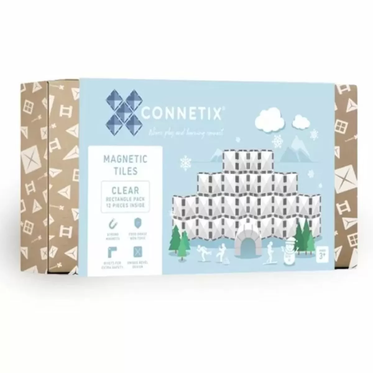 Bouwspeelgoed-Connetix Tiles Clear Rectangle Pack (12St) | Magnetische Bouwtegels | Kidsdeco.Nl