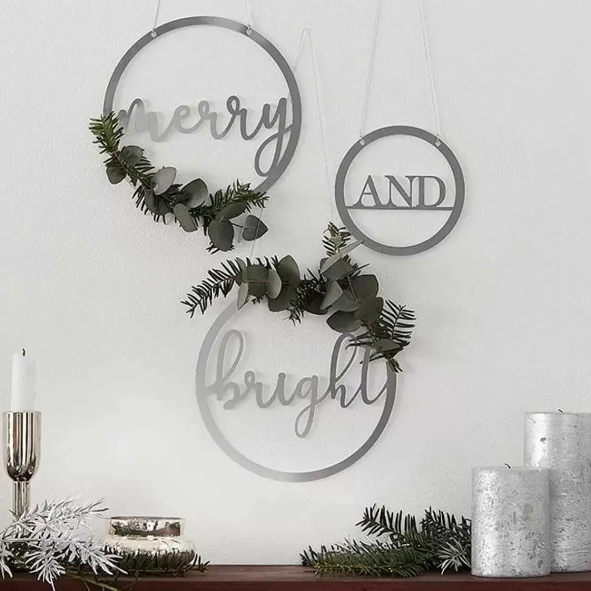 Kerst-Ginger Ray Hangdecoratie Merry And Bright Season For Silver