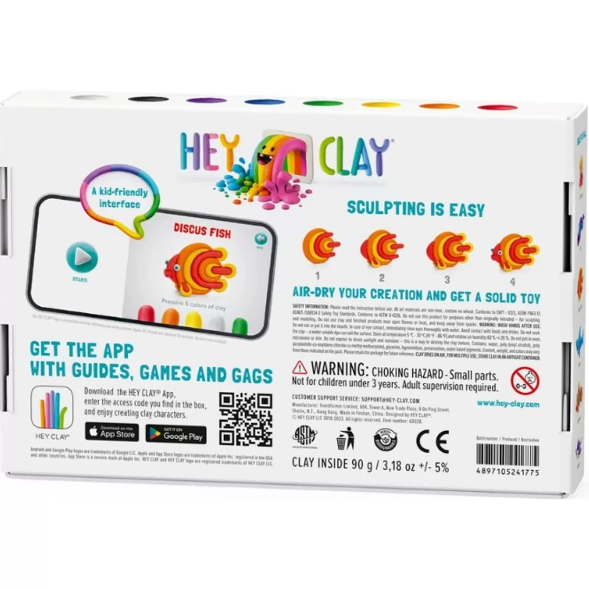 Tekenen En Knutselen-Hey Clay Boetseerklei Ocean Clownfish, Discus Fish, Eel (6St)