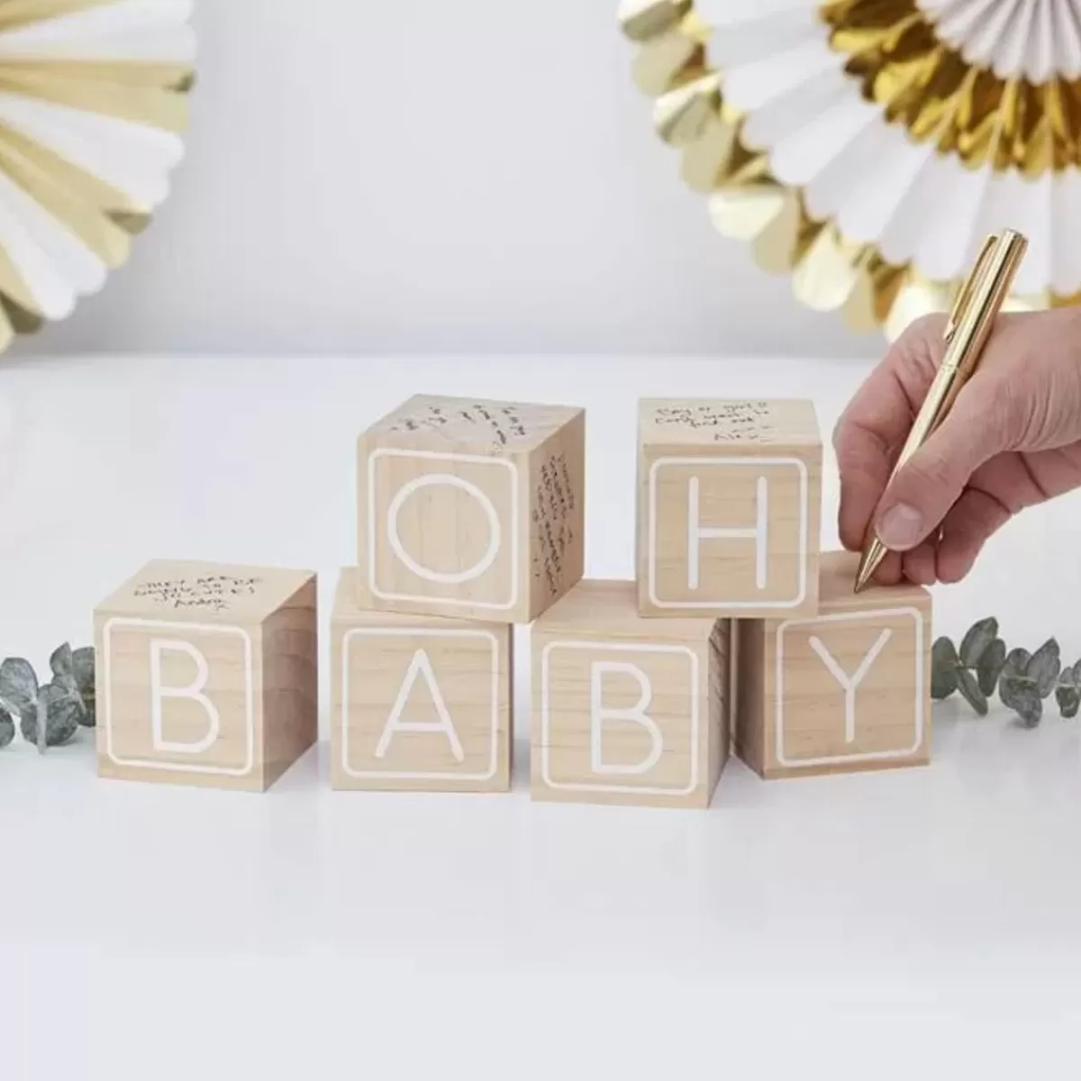 Oh Baby!-Ginger Ray Houten Blokken Gastenboek Oh Baby!