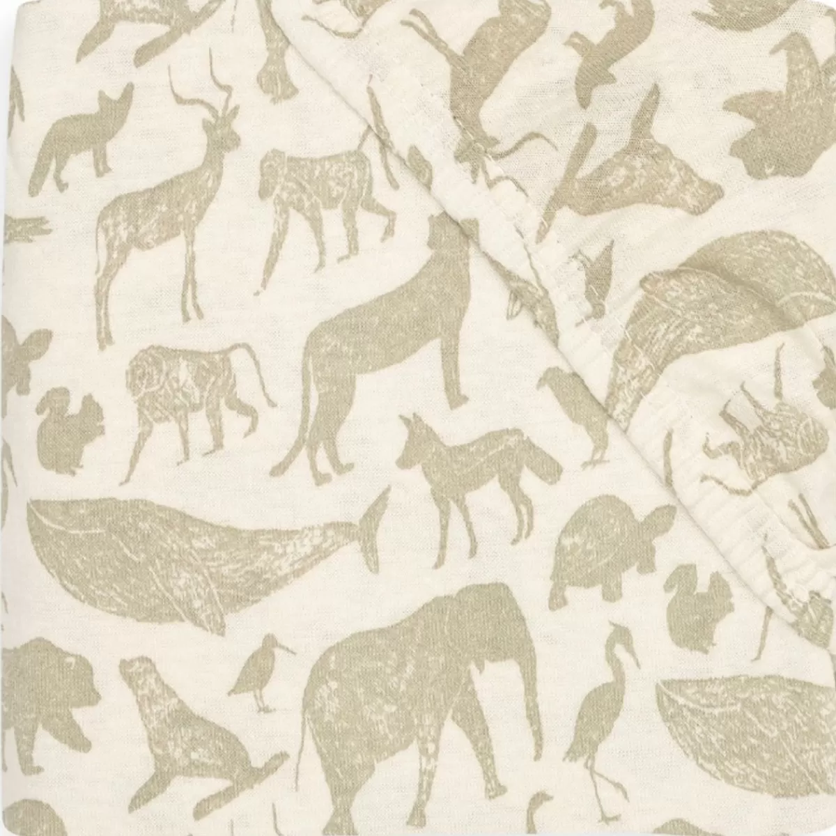 Hoeslakens-Jollein Hoeslaken Meegroeibed Animals Olive Green 70X140Cm