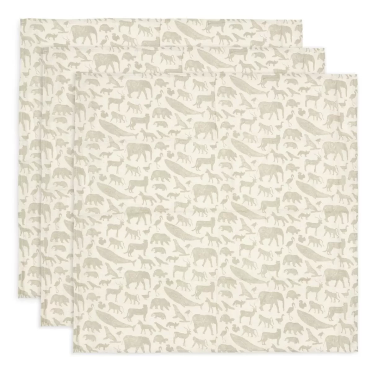 Hydrofiele Doeken-Jollein Hydrofiele Doeken Animals Olive Green (3St)