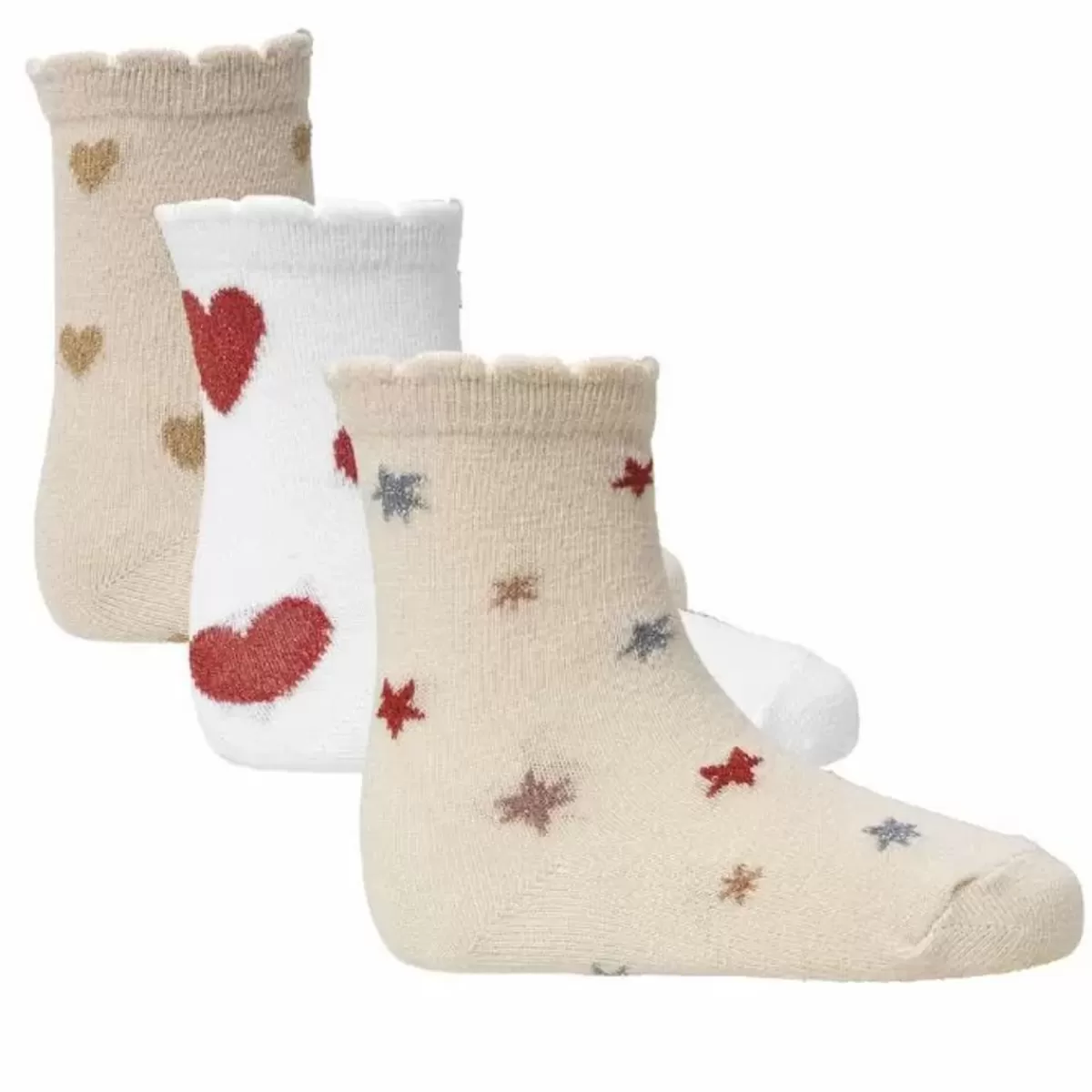 Sokken & Maillots-Konges Slojd Sokken Jacquard Heart & Stars (3 Paar)