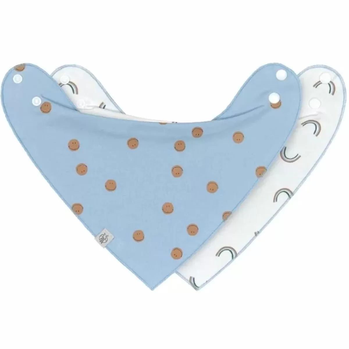 Kwijlslabbetjes-Lässig Lassig Bandana Happy Rascals/Smile Sky Blue (2St) - Stijlvol & Praktisch