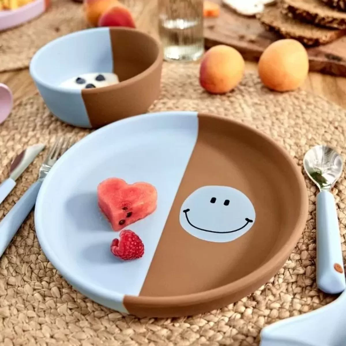 Kinderbestek-Lässig Lassig Happy Rascals Smile Sky Blue Bestekset Voor Kinderen