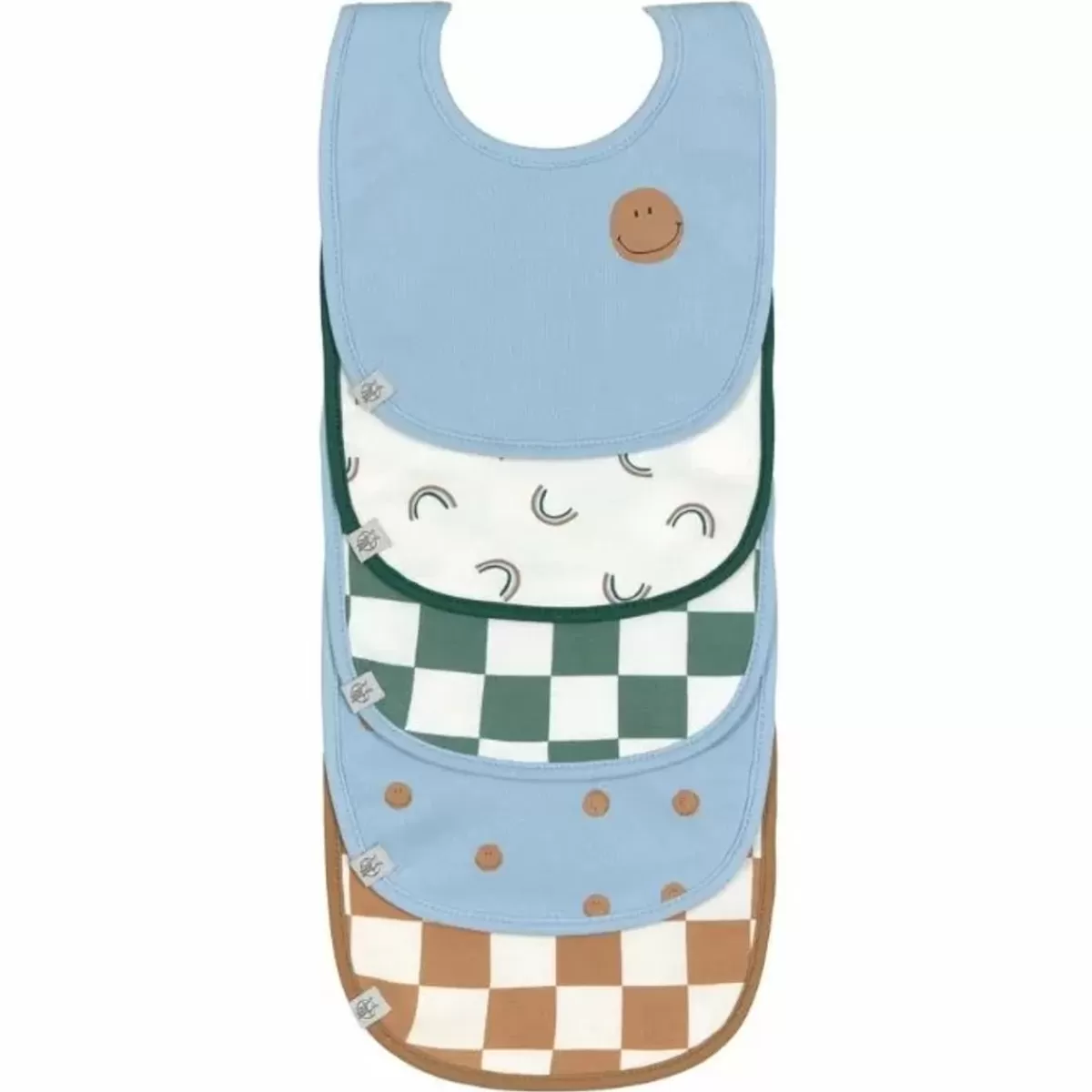 Slabbetjes-Lässig Lassig Happy Rascals Smile Sky Blue Slabben (5St) - Waterdicht & Stijlvol