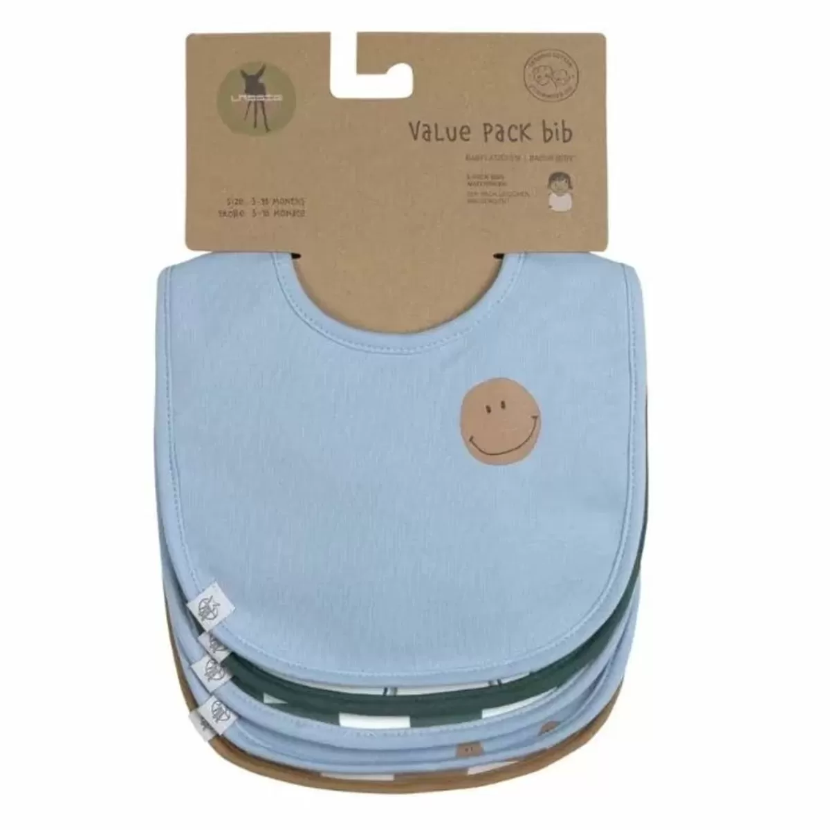 Slabbetjes-Lässig Lassig Happy Rascals Smile Sky Blue Slabben (5St) - Waterdicht & Stijlvol