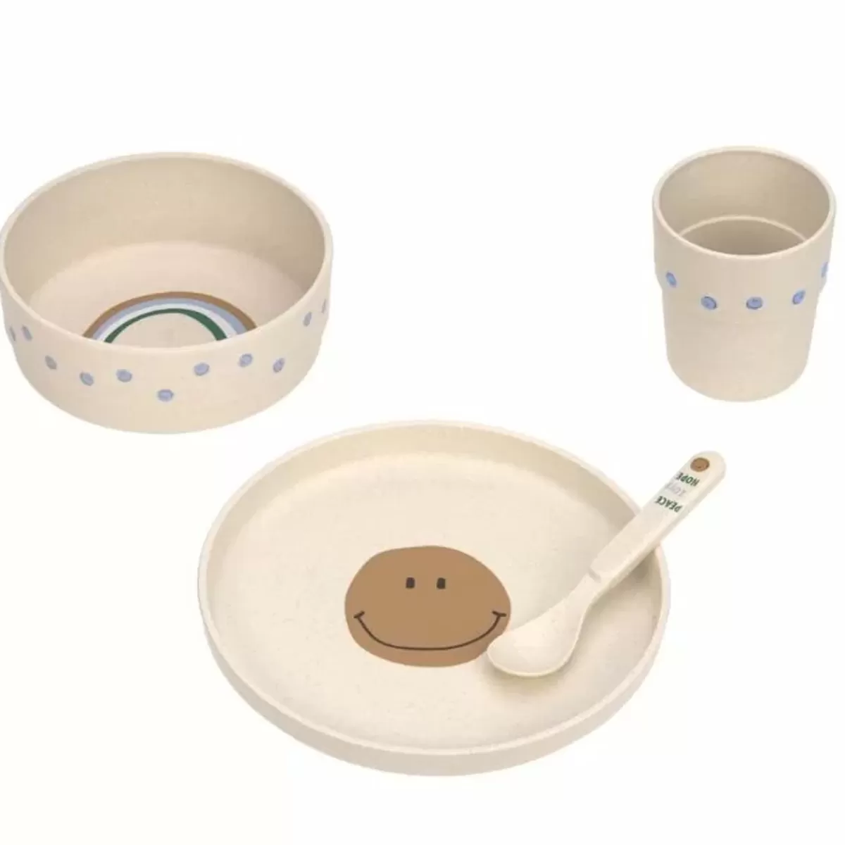 Kinderservies Sets-Lässig Lassig Serviesset Happy Rascals Smile Sky Blue - Functioneel En Vrolijk