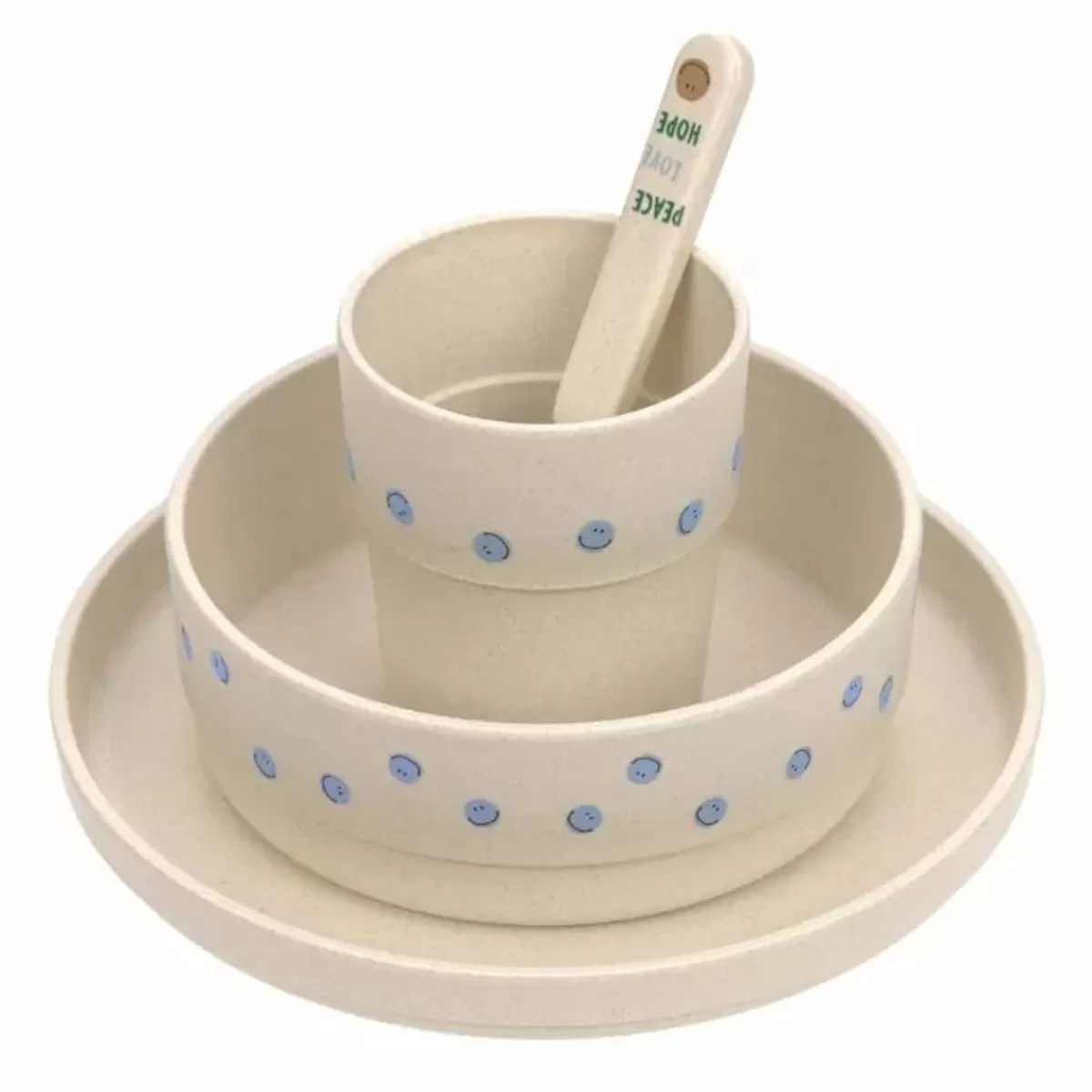 Kinderservies Sets-Lässig Lassig Serviesset Happy Rascals Smile Sky Blue - Functioneel En Vrolijk