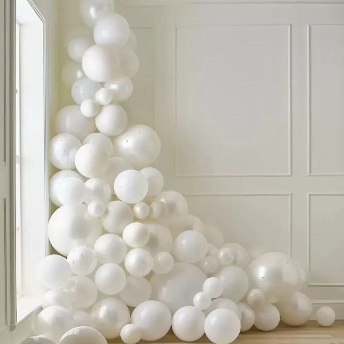 Ballonnenbogen-Ginger Ray Luxe Ballonnenboog White & Cream Met Parels |