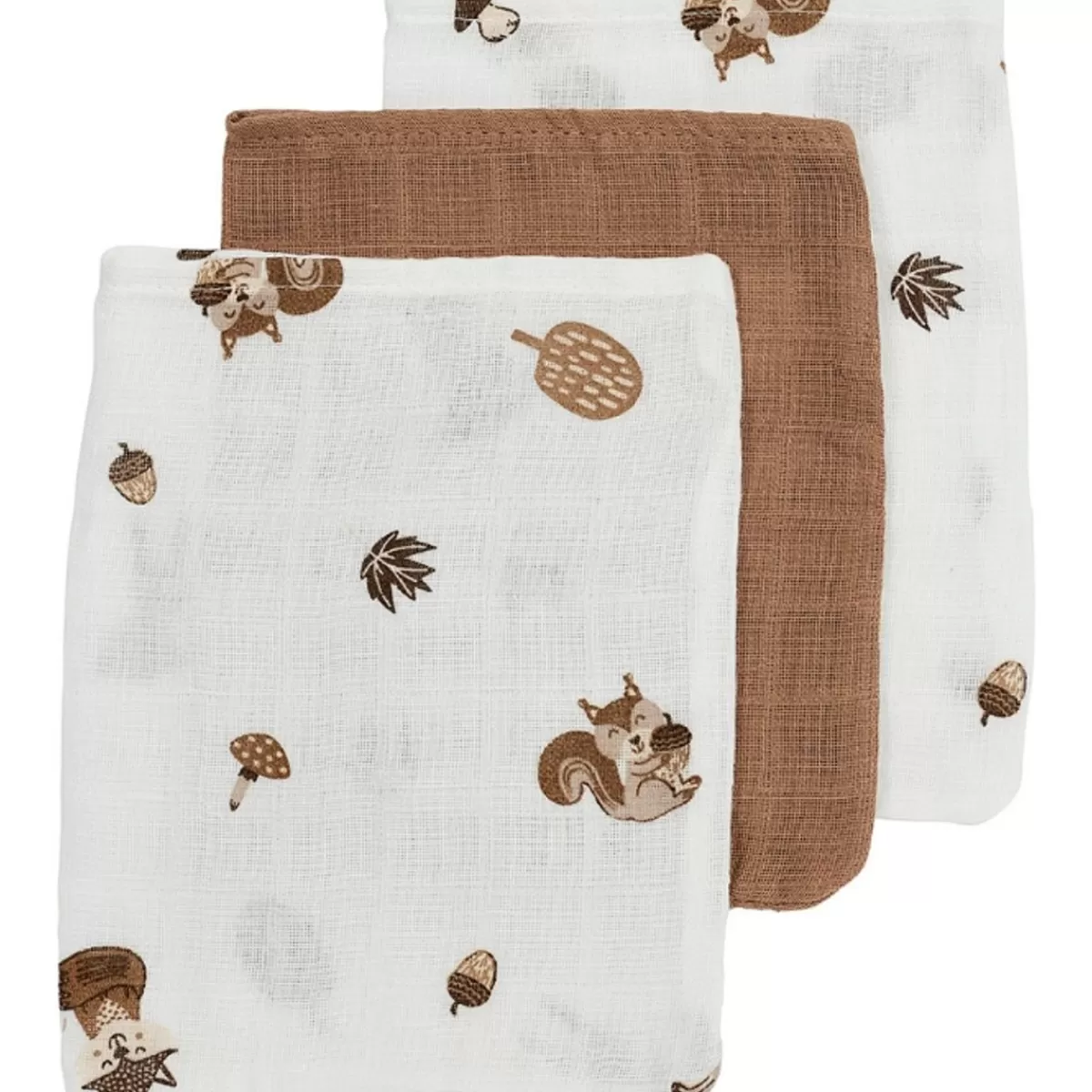 Washandjes-Meyco Ontdek De Schattige Hydrofiele Washandjes Forest Animals Toffee - Nu 3 Stuks!