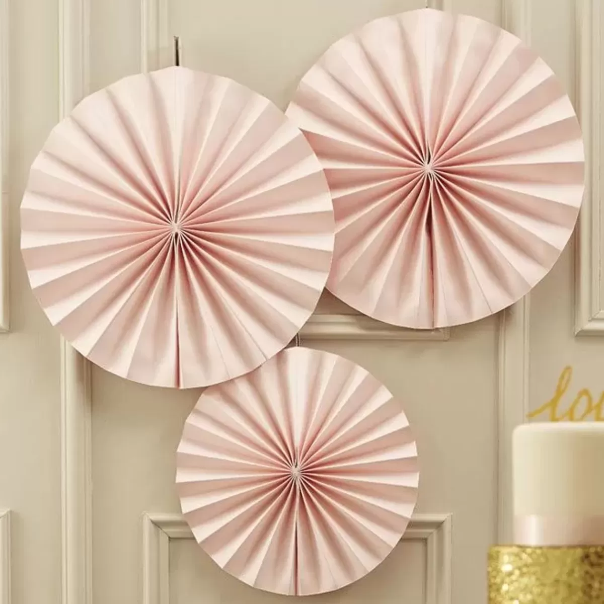 Pink And Navy-Ginger Ray Pastel Perfection Paper Fans Lichtroze (3St)