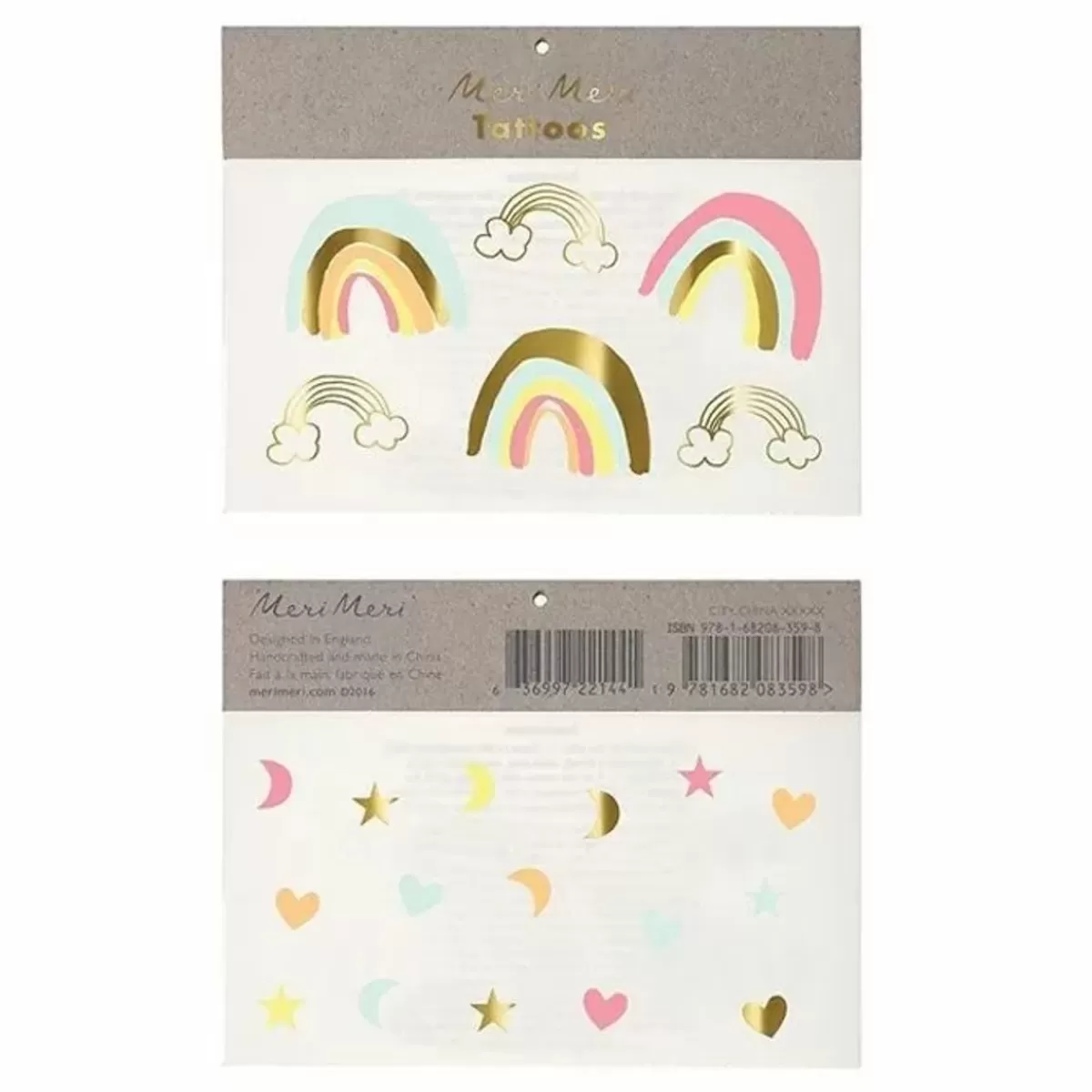 Verkleed Accessoires-Meri Meri Plaktattoos Neon Rainbows