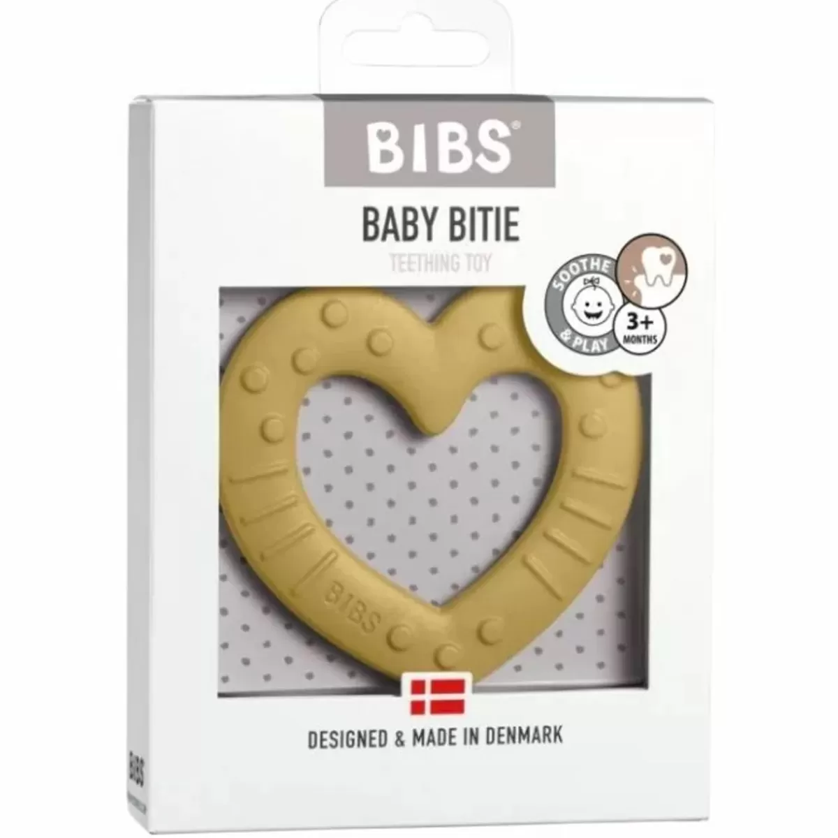 Valentijnsdag-Bibs Siliconen Bijtring Heart Mustard