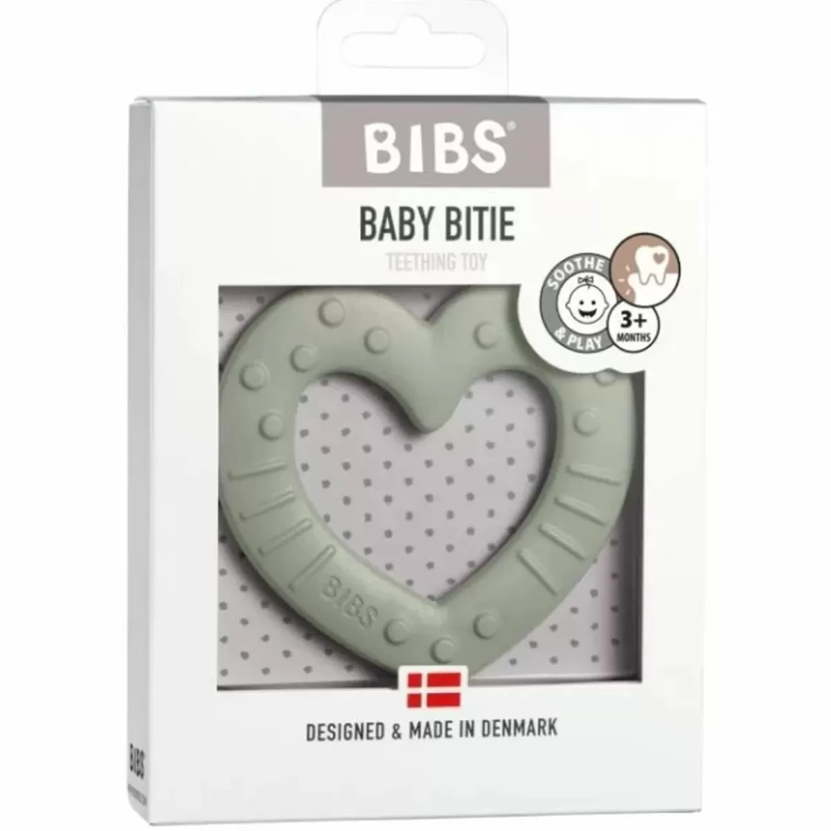 Valentijnsdag-Bibs Siliconen Bijtring Heart Sage