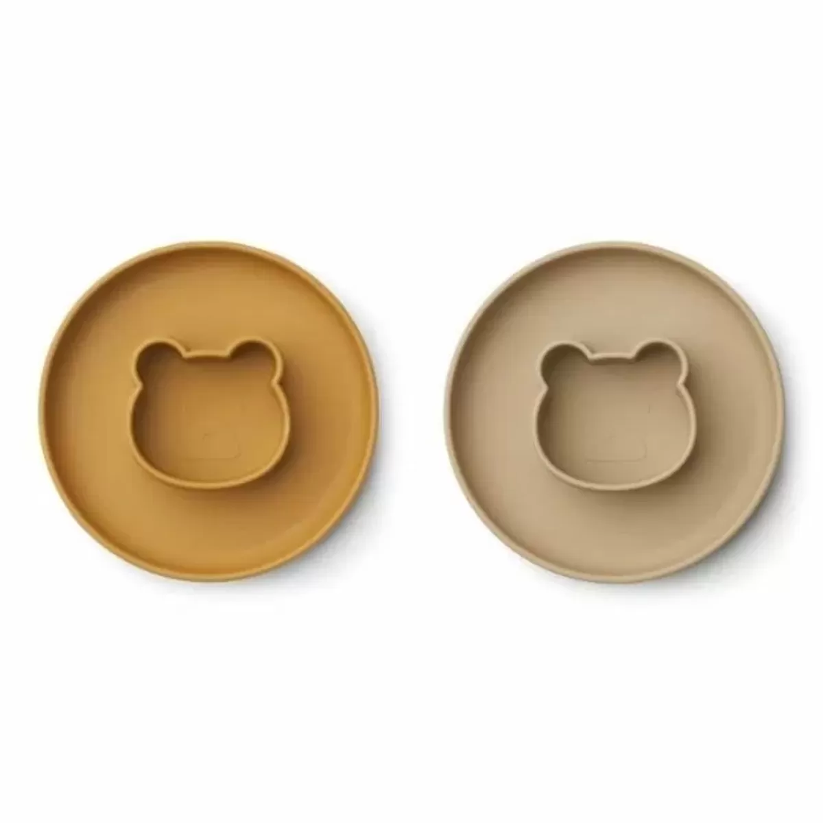 Kinderbordjes-Liewood Siliconen Borden Gordon Bear Gold Caramel/Oat (2St) | Kidsdeco.Nl