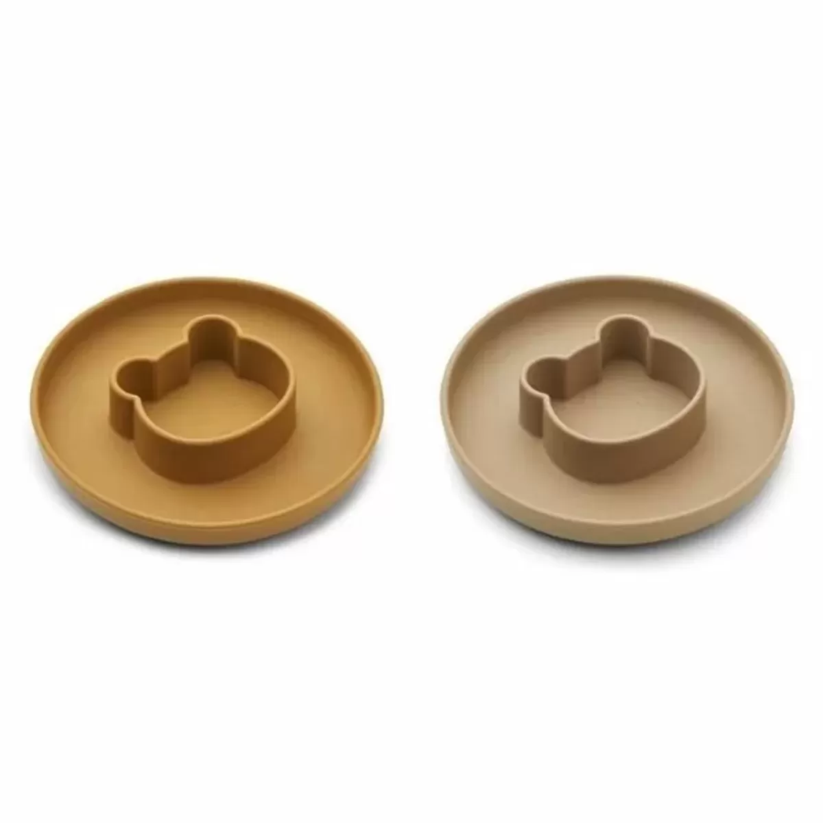 Kinderbordjes-Liewood Siliconen Borden Gordon Bear Gold Caramel/Oat (2St) | Kidsdeco.Nl