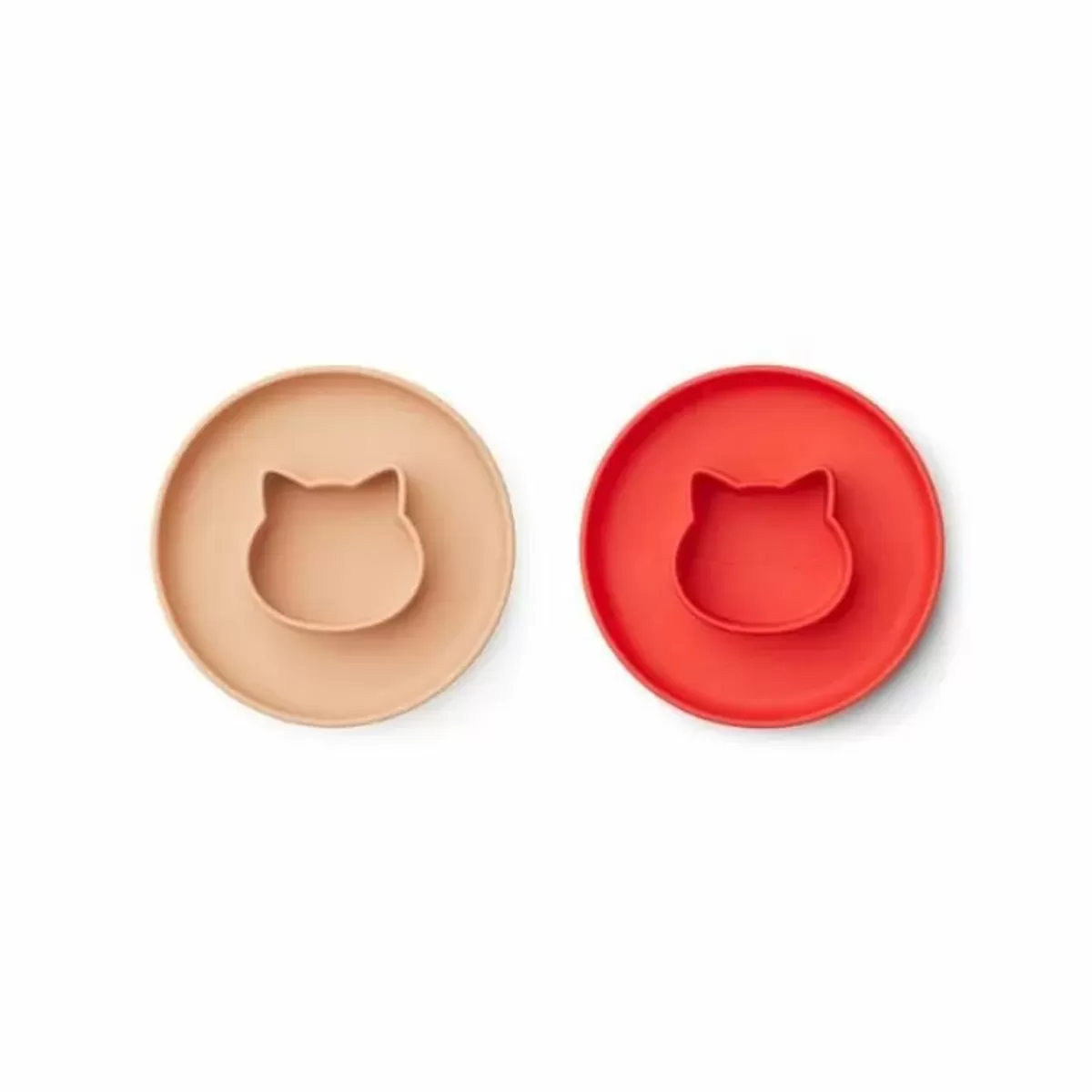 Kinderbordjes-Liewood Siliconen Borden Gordon Cat Apple Red/Rose (2St)
