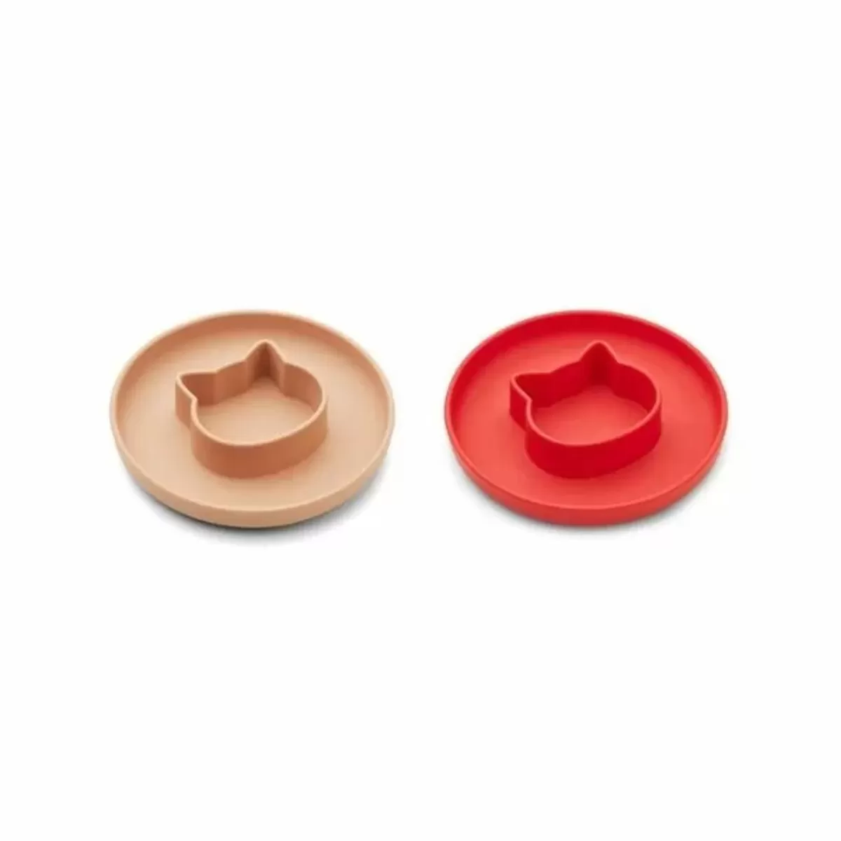 Kinderbordjes-Liewood Siliconen Borden Gordon Cat Apple Red/Rose (2St)
