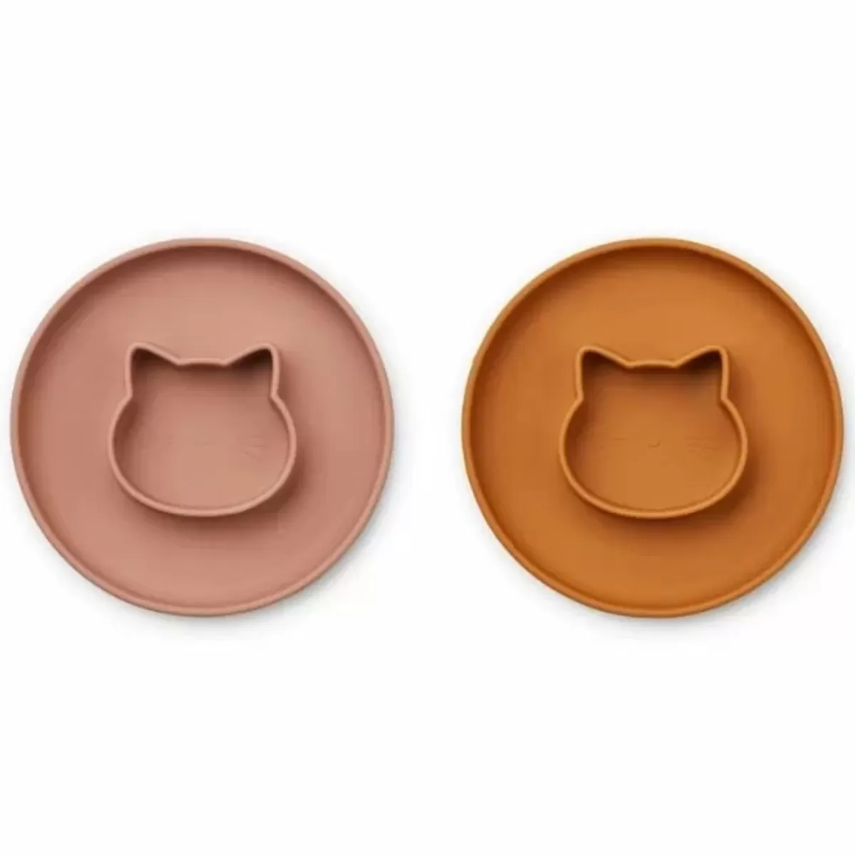 Kinderbordjes-Liewood Siliconen Borden Gordon Cat Dark Rose/Mustard (2St)