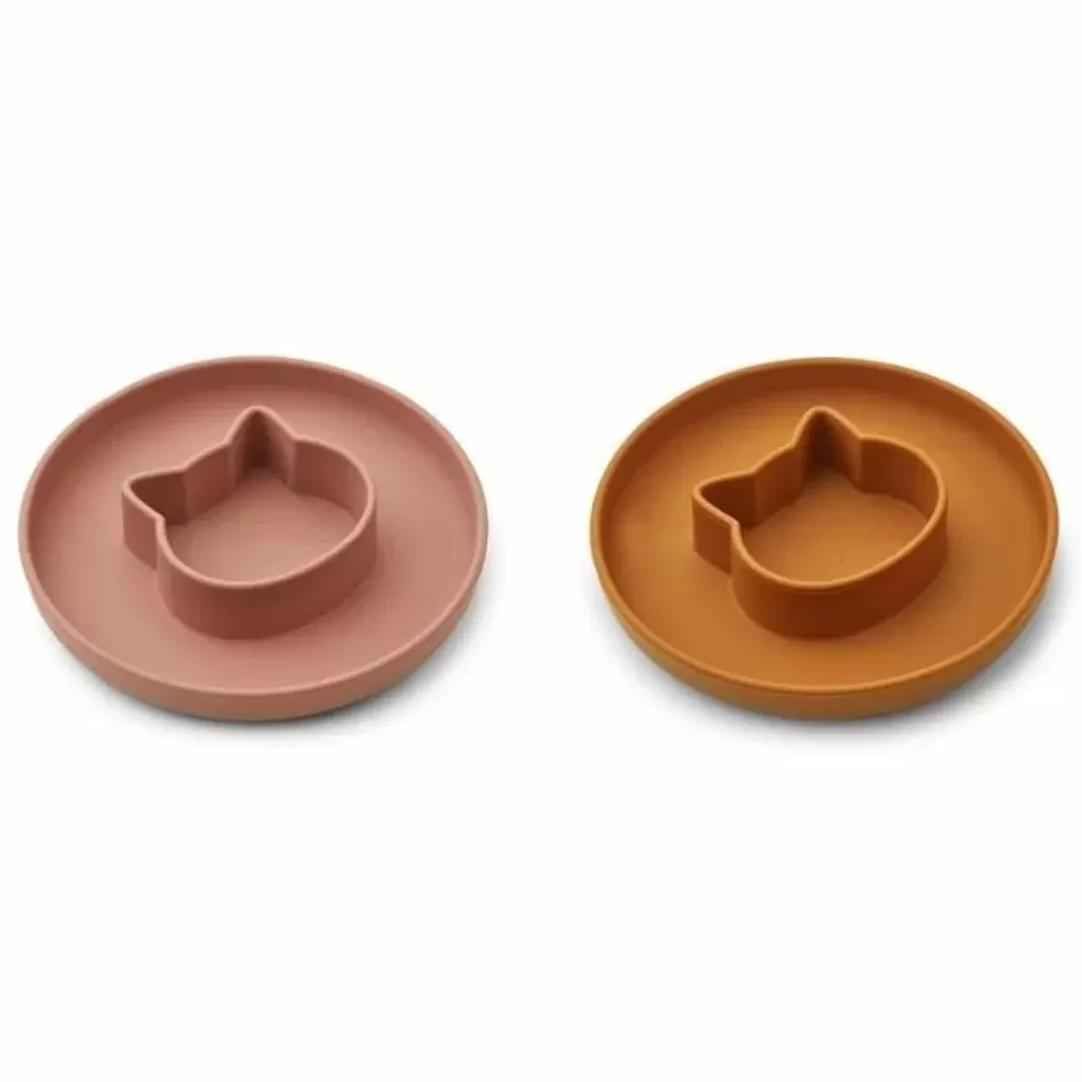 Kinderbordjes-Liewood Siliconen Borden Gordon Cat Dark Rose/Mustard (2St)