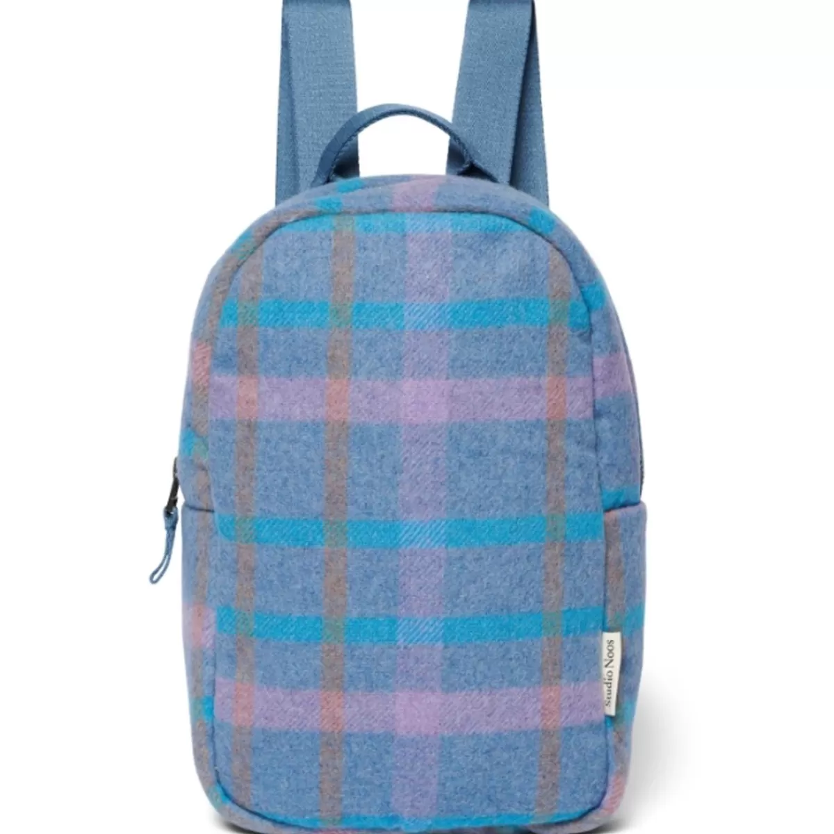 Kinderrugzakken-Studio Noos Mini Rugzak Sky Blue Wool Checked